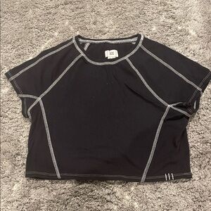 BDG Black Crop Top with White Stitching